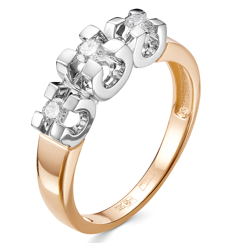 Кольцо, золото, бриллиант, 1-376-10